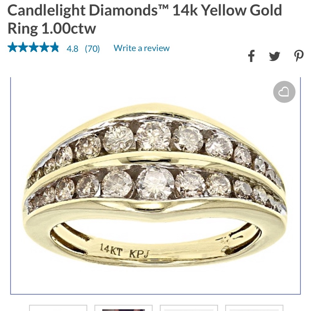 14kt. Gold 1ct Candlelight Diamond Ring. Size 7 Gem